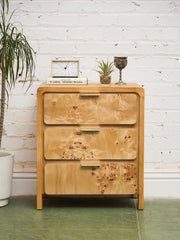 Single Blonde 3 Drawer Burlwood Nightstand