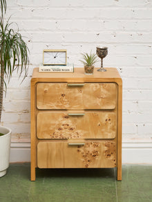 Single Blonde 3 Drawer Burlwood Nightstand