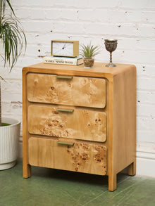 Single Blonde 3 Drawer Burlwood Nightstand