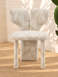 Vada Patterned Dining Chair in Cream Beige