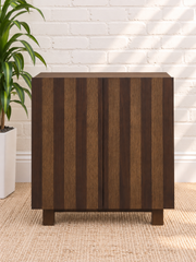 Veda Striped Bar Cabinet in Dark Oak