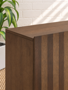 Veda Striped Bar Cabinet in Dark Oak
