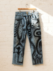 Hand-Painted Abstract Art Denim Jeans