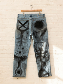 Hand-Painted Abstract Art Denim Jeans