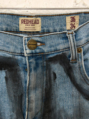 Hand-Painted Abstract Art Denim Jeans