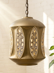Vintage 1960s Sculptural Metal Hanging Pendant Lamp