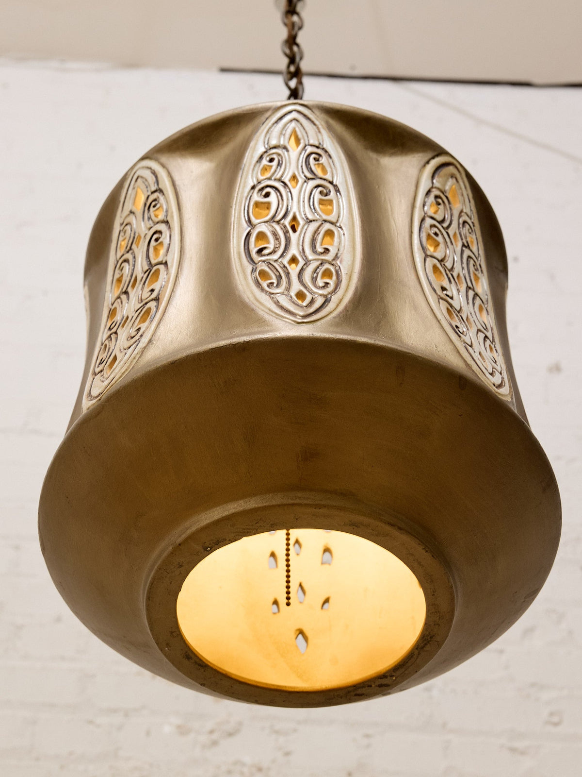 Vintage 1960s Sculptural Metal Hanging Pendant Lamp