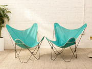 Pair of Vintage Aqua Butterfly Sling Chairs