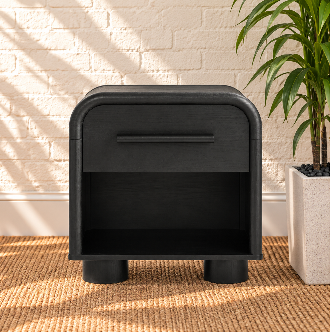 Vivienne One Drawer Nightstand in Charcoal