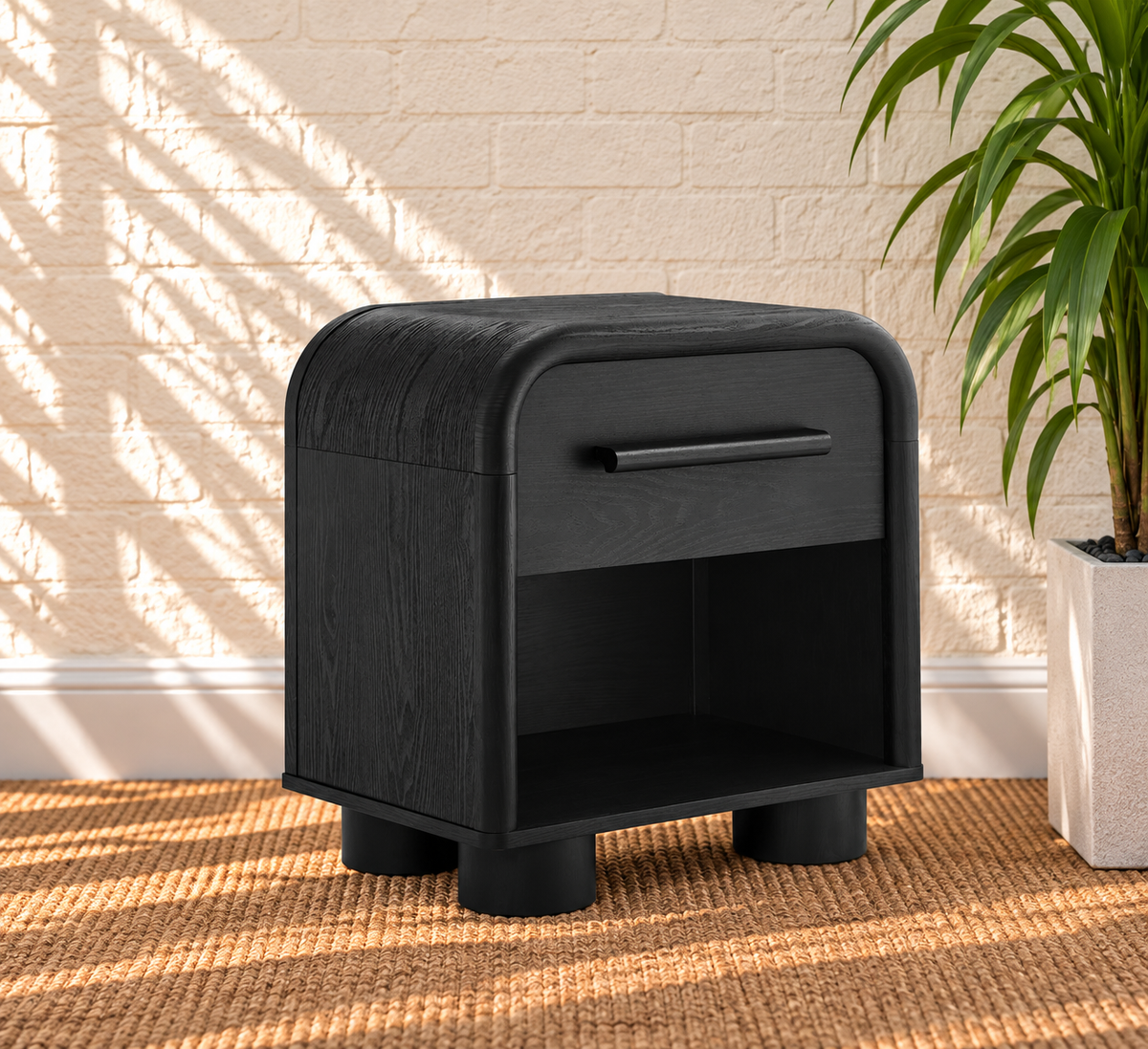 Vivienne One Drawer Nightstand in Charcoal