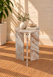 Zanea Marble Side Table in Cocoa Vein