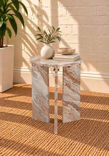 Zanea Marble Side Table in Cocoa Vein