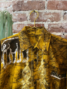 Vintage Gold Hawaiian Shirt with Elephant Motif