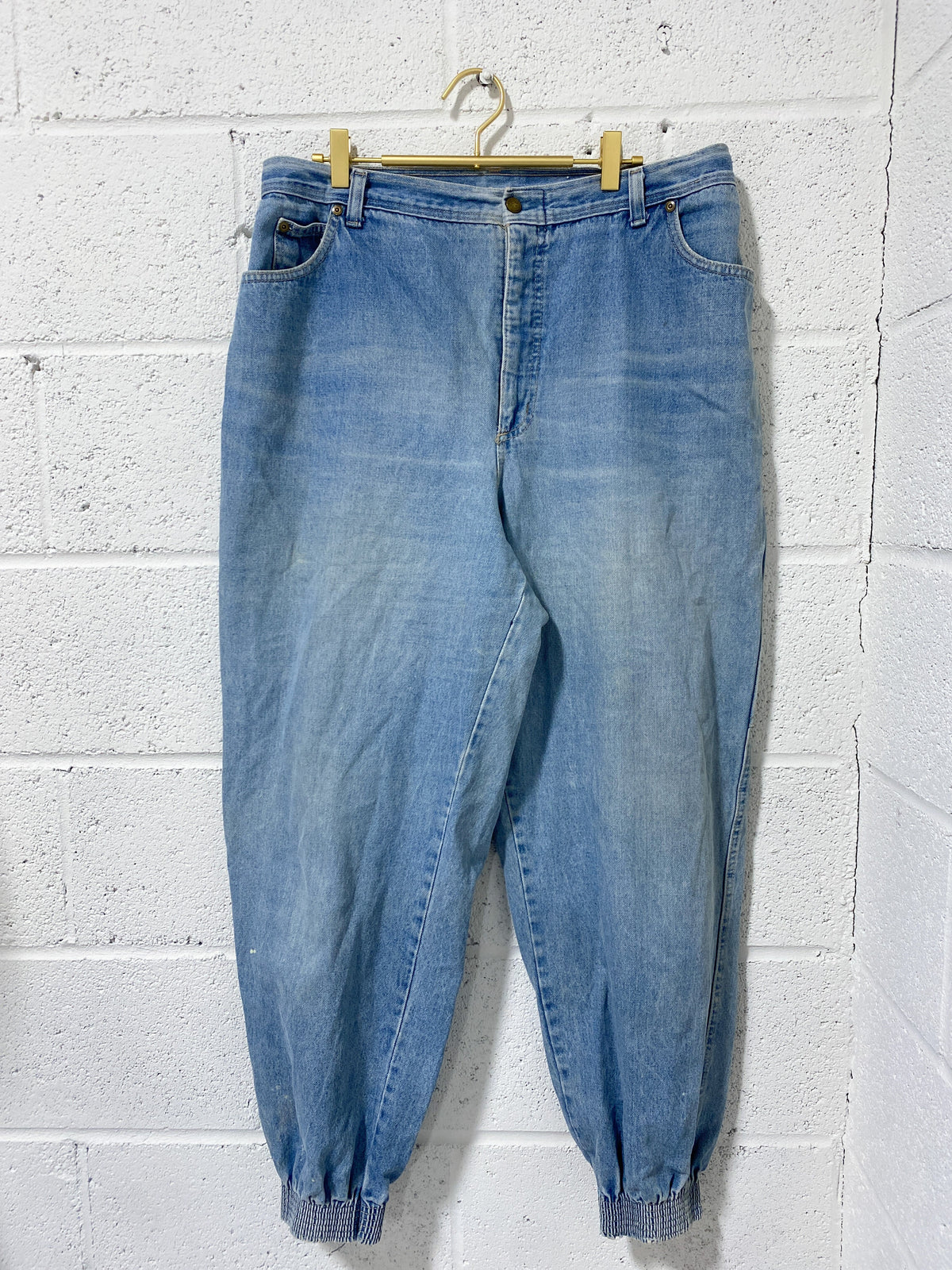 Vintage Light Denim Pants with Tapered Legs