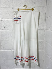Vintage Snow White Polyester pants with Red and Blue Detail - Plus Size