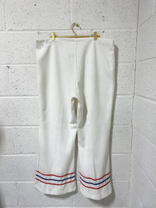 Vintage Snow White Polyester pants with Red and Blue Detail - Plus Size
