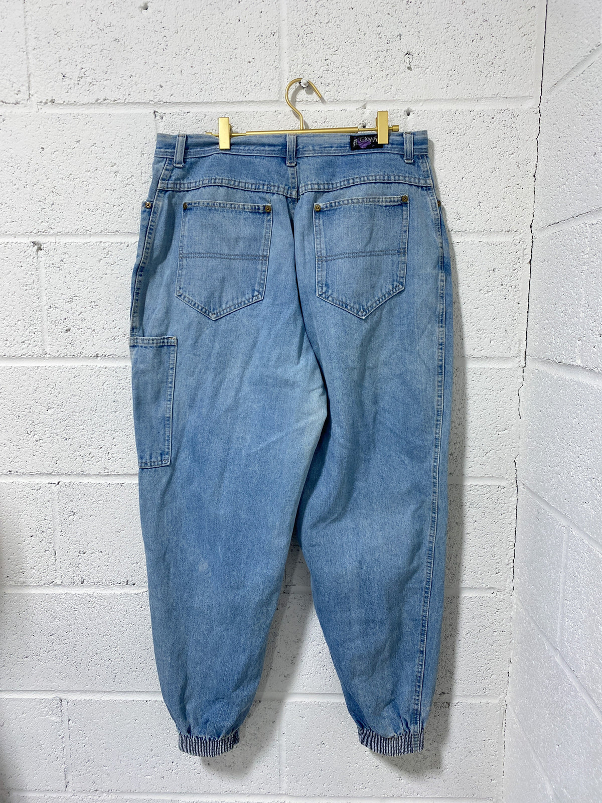 Vintage Light Denim Pants with Tapered Legs