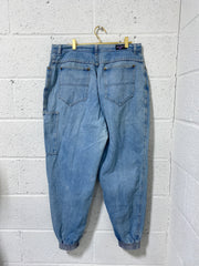 Vintage Light Denim Pants with Tapered Legs