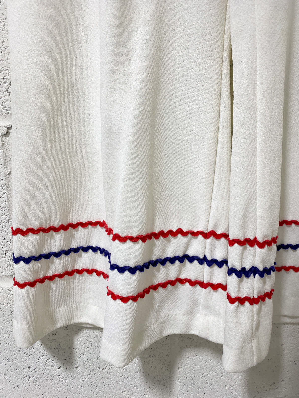 Vintage Snow White Polyester pants with Red and Blue Detail - Plus Size