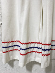 Vintage Snow White Polyester pants with Red and Blue Detail - Plus Size