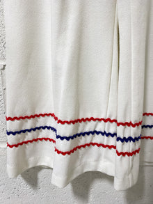 Vintage Snow White Polyester pants with Red and Blue Detail - Plus Size