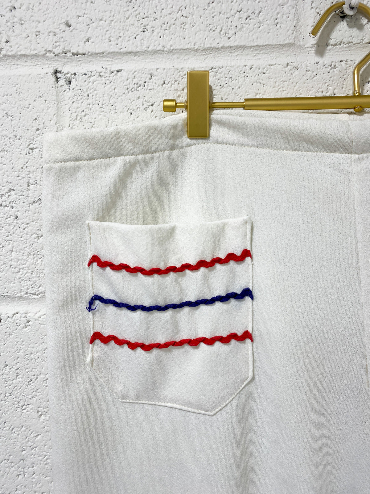 Vintage Snow White Polyester pants with Red and Blue Detail - Plus Size