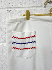 Vintage Snow White Polyester pants with Red and Blue Detail - Plus Size