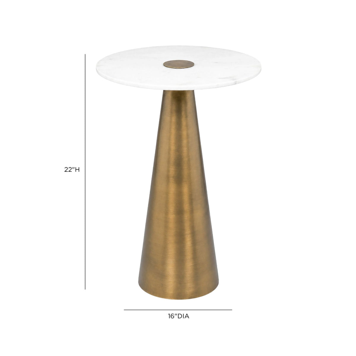 Clement Antique Brass Side Table with White Marble