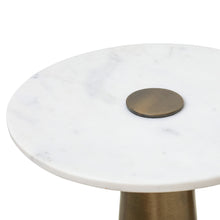 Clement Antique Brass Side Table with White Marble