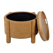 Bellamy Railroad Chenille Storage Stool With Reversible Tray Top