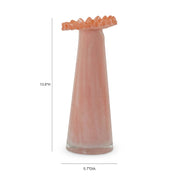 Ruff Ruffled Ombre Pink Glass Vase
