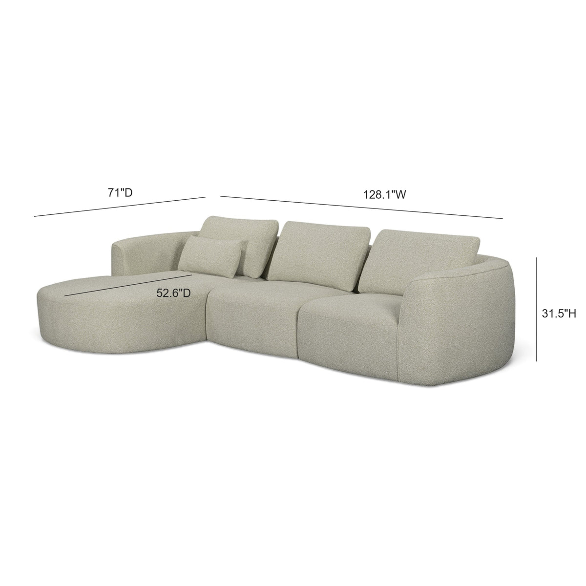 Noor 3-Piece XL 128" Modular Sectional