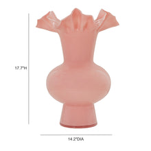 Spackle Ruffled Pink Glass Vase (12"-18")