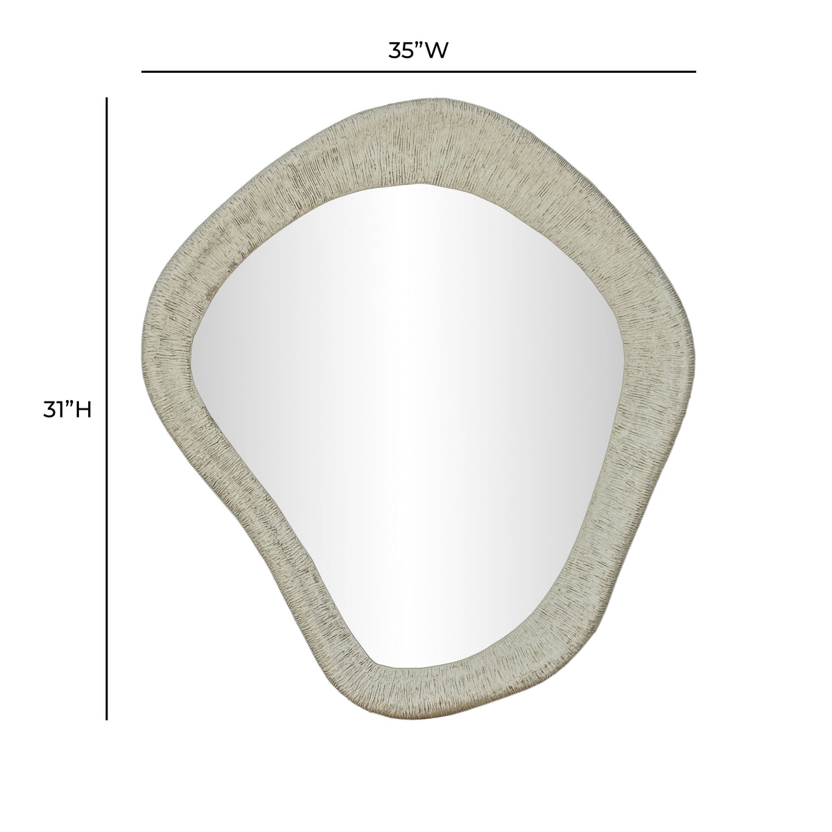 Orpheus 35"X31" Ribbed Lightweight Faux Stone Wall Mirror