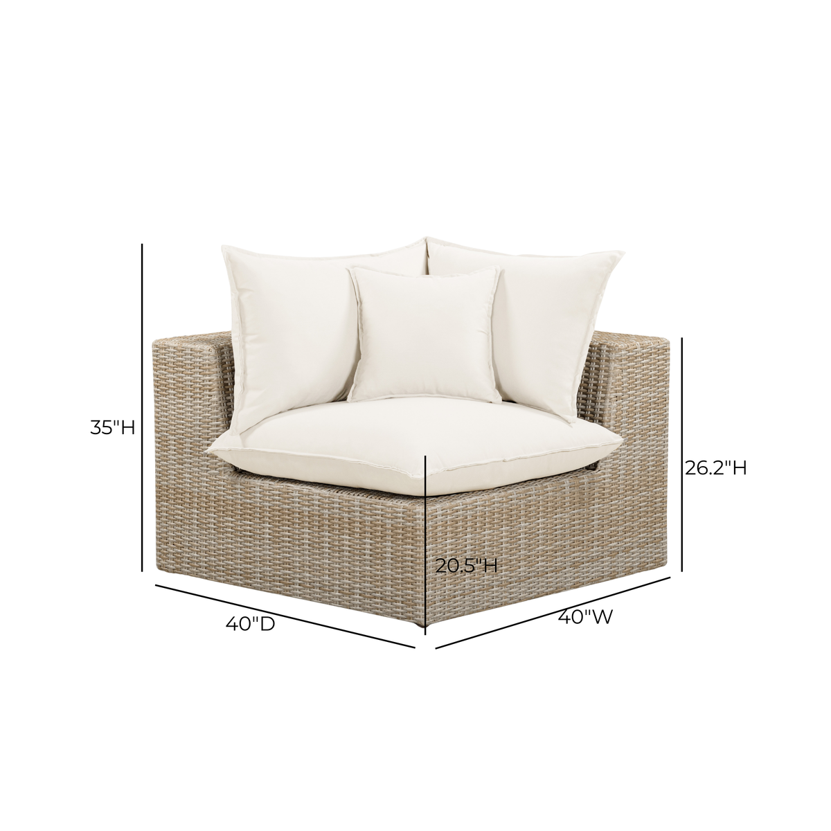 Cali Performance Fabric & Wicker Outdoor Corner Chair