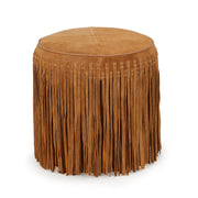 Daphne Round Suede Fringe Ottoman