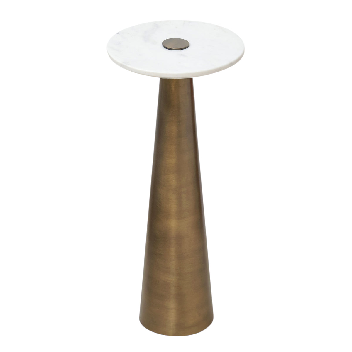 Clement Antique Brass Side Table with White Marble