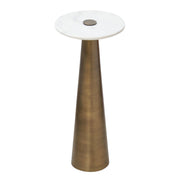 Clement Antique Brass Side Table with White Marble