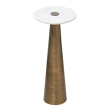 Clement Antique Brass Side Table with White Marble
