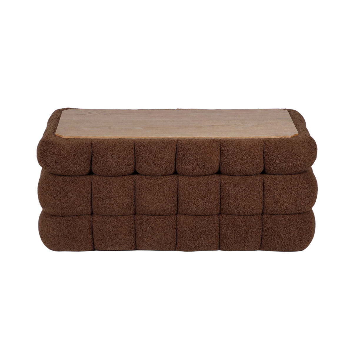 Anita 39" Faux Shearling Storage Bench With Reversible Tray Top