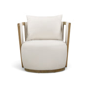 Paolo Cream Upcycled Basketweave Fabric Outdoor Accent Chair