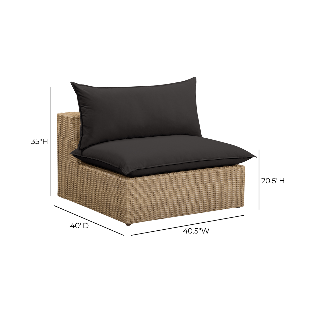 Cali Performance Fabric & Wicker Outdoor Armless Chair
