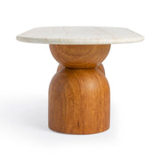 Cynthia 87" Faux Travertine Indoor/Outdoor Concrete Oval Dining Table