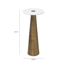Clement Antique Brass Side Table with White Marble