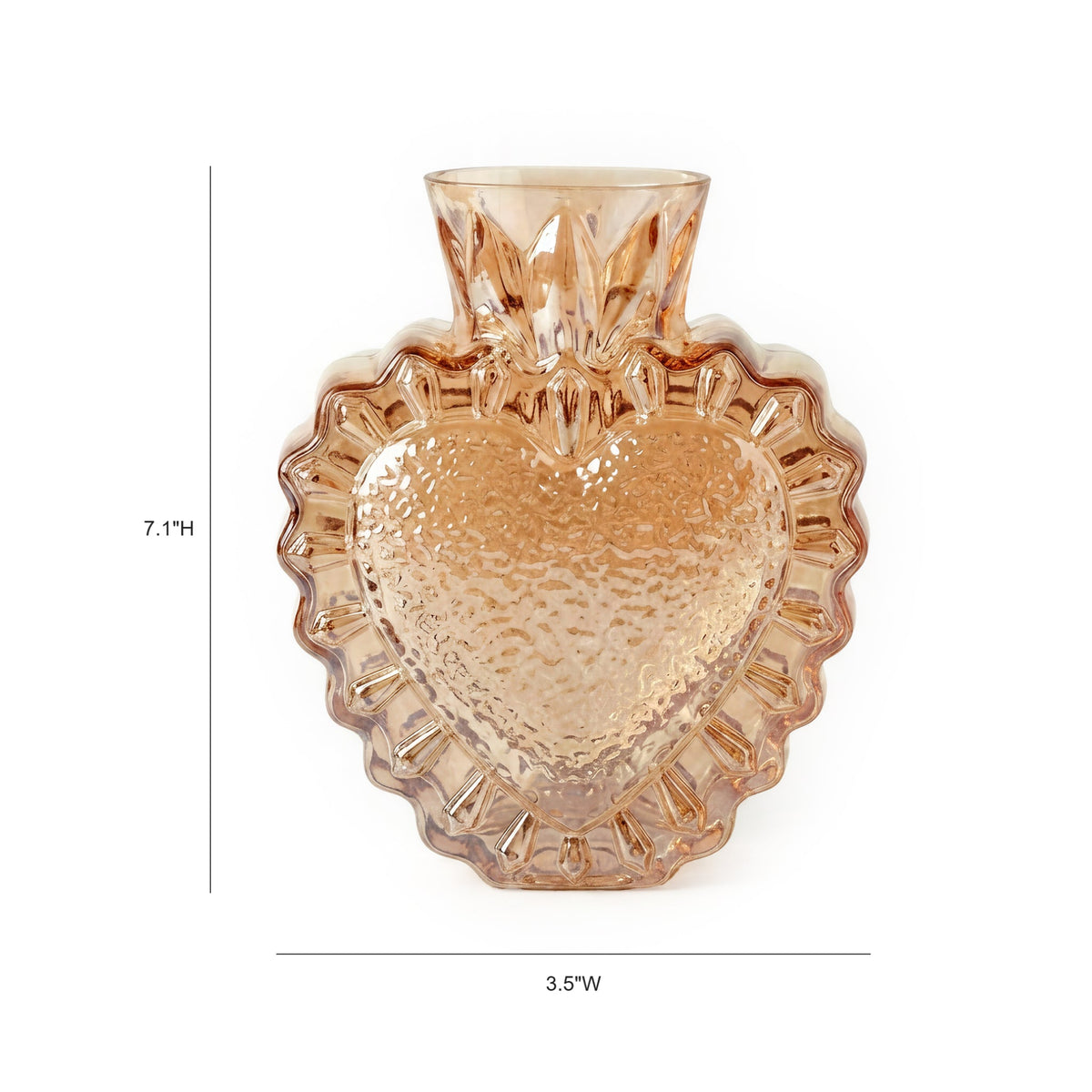 Heart Amber Glass Vase