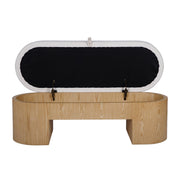Poppi 49" Cream Performance Fabric Storage Bench