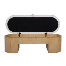 Poppi 49" Cream Performance Fabric Storage Bench