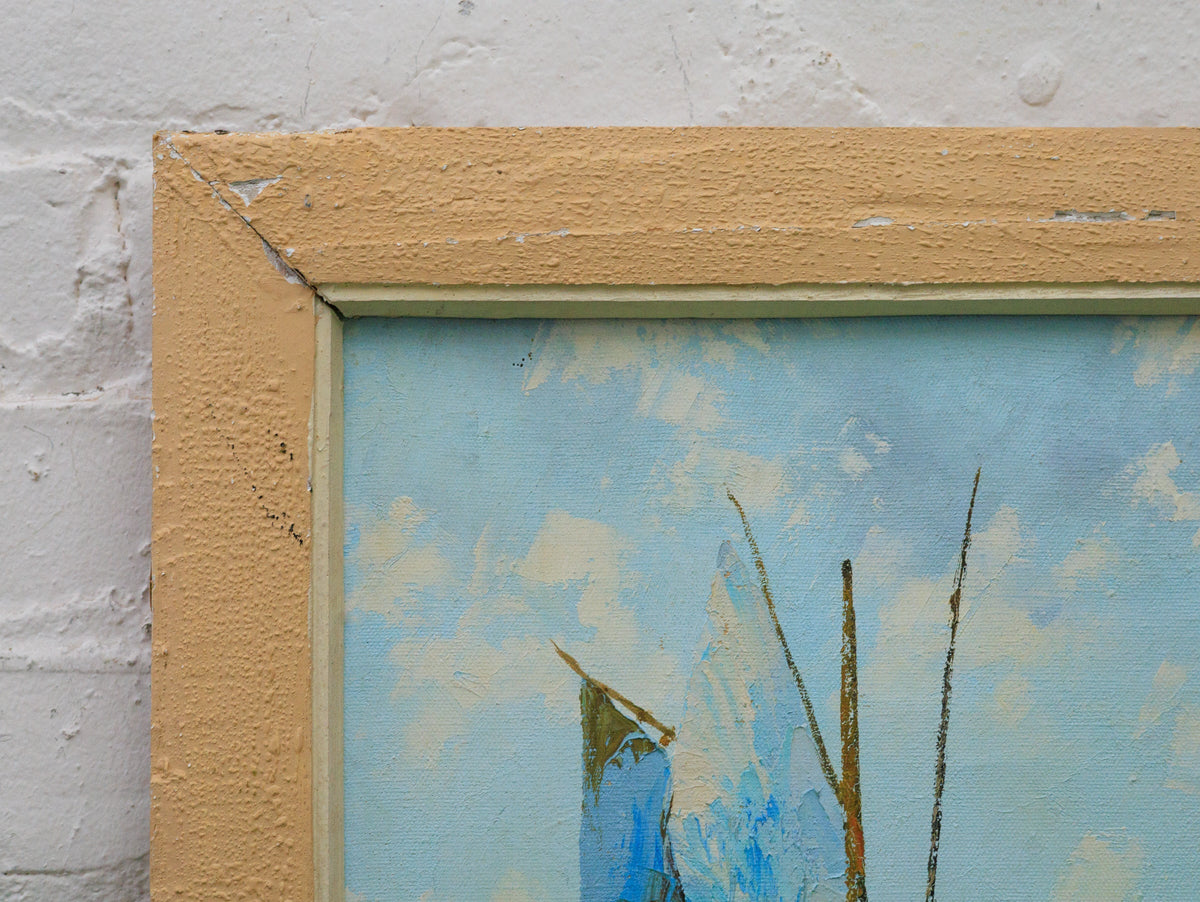Original vintage impressionist nautical painting by KB Chun