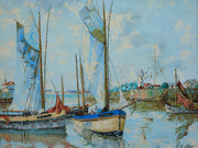 Original vintage impressionist nautical painting by KB Chun