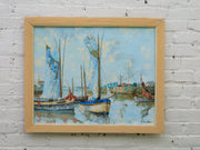 Original vintage impressionist nautical painting by KB Chun